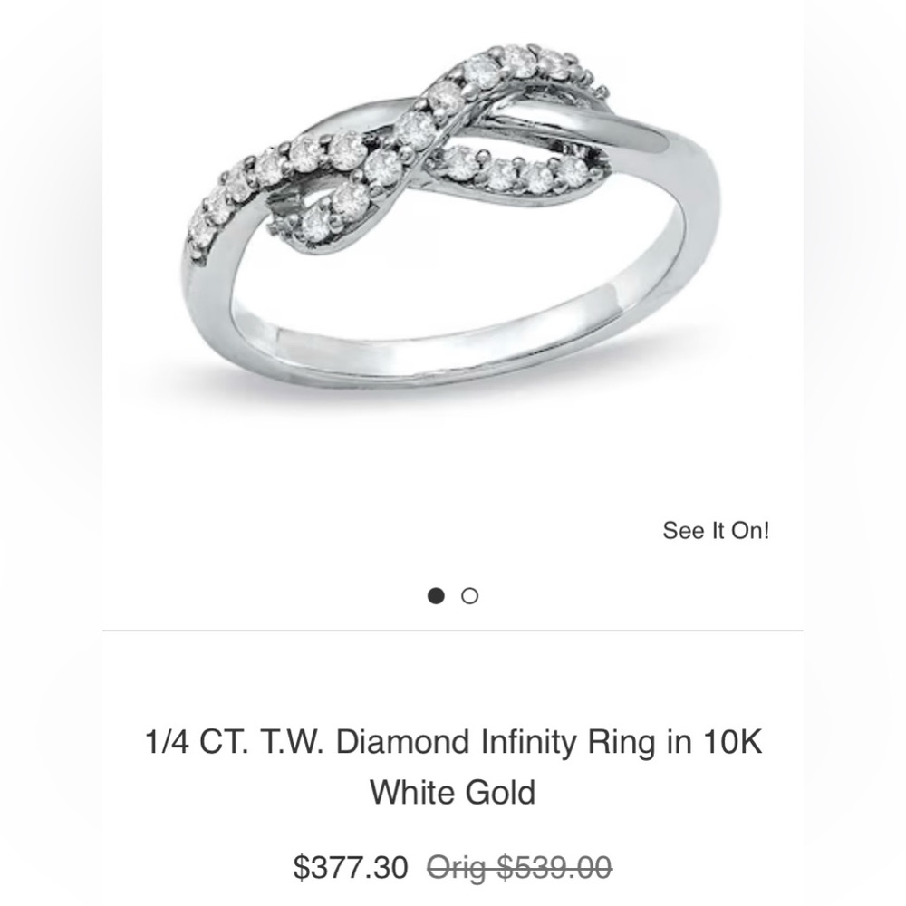 Zales Diamond Infinity Ring in 10k White Gold, Size 6